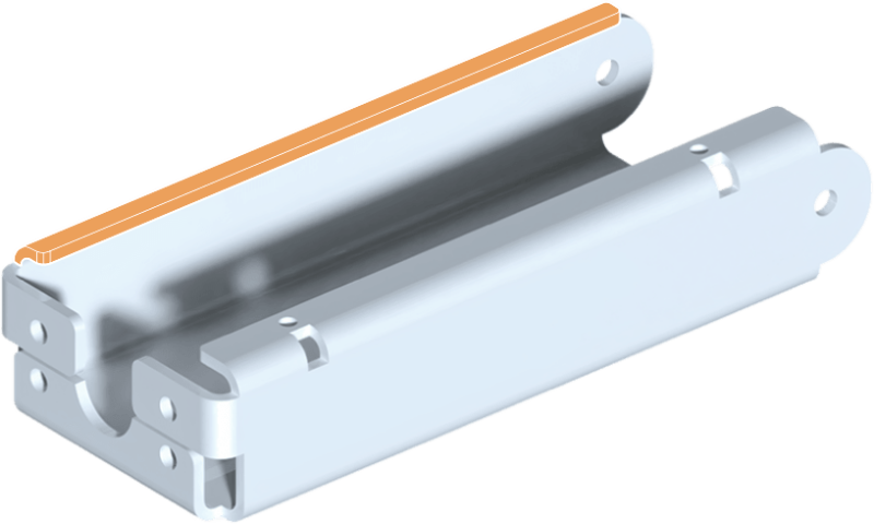 metal part with orange marked area (before)
